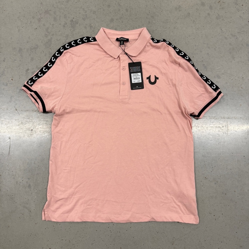 True Religion Light Pink Polo with Black Accents